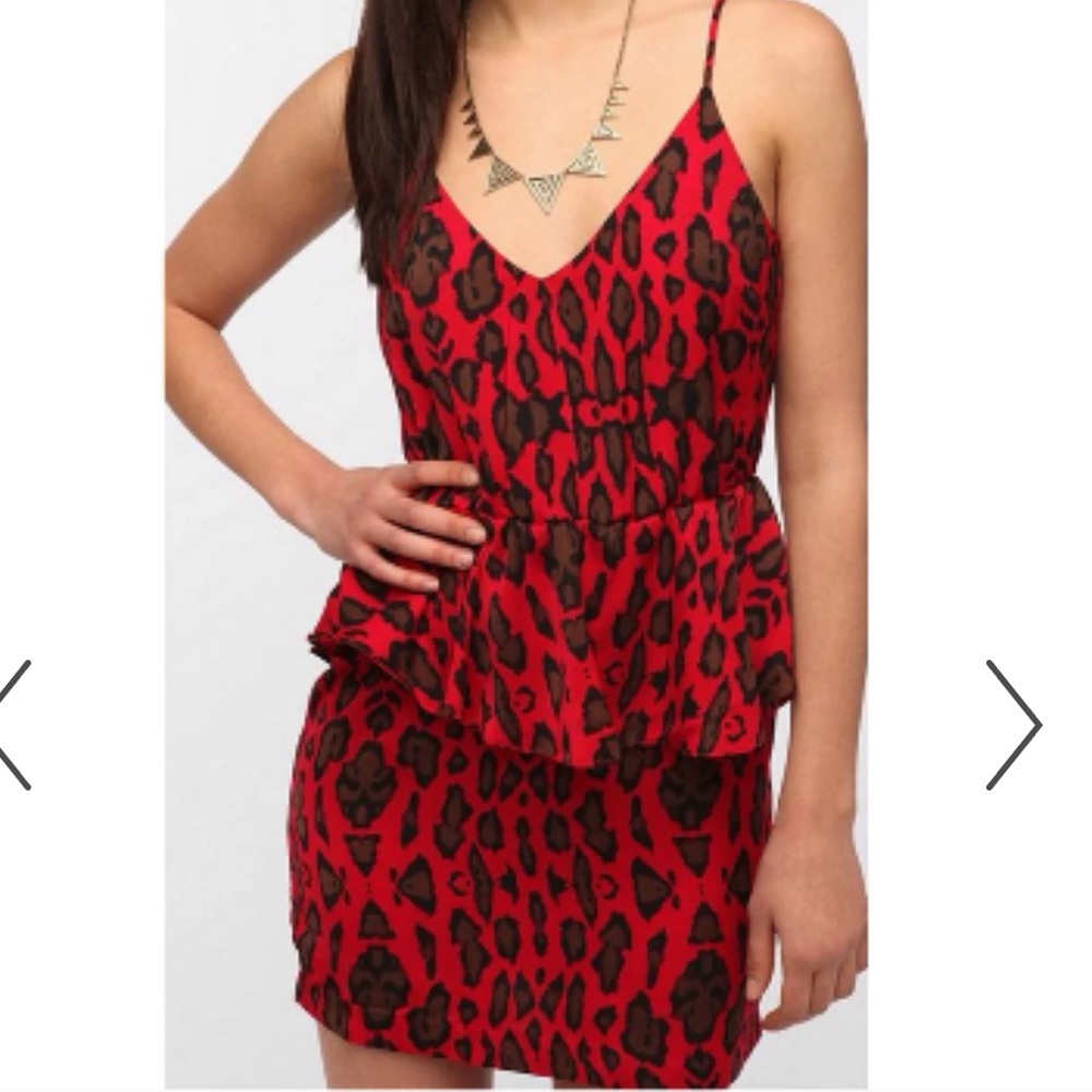 Dolce Vita Red Animal Print Dress With Peplum